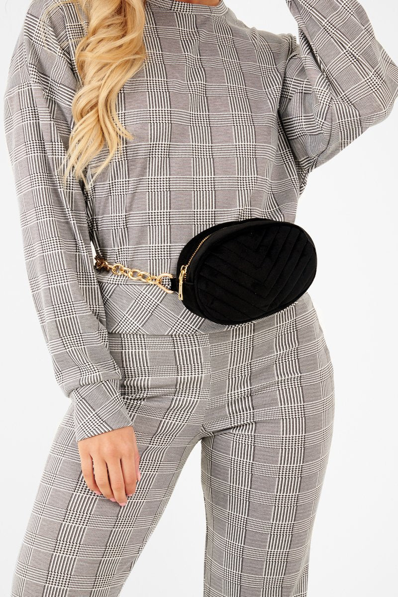 Black White Check Sweatshirt Tracksuit - Kailey-Co-ords