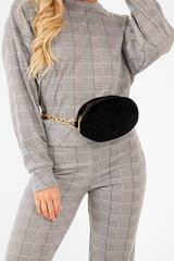 Black White Check Sweatshirt Tracksuit - Kailey-Co-ords