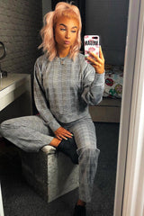 Black White Check Sweatshirt Tracksuit - Kailey-Co-ords