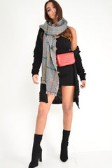 Black White Colour Block Houndstooth Scarf - Maryah-Accessories