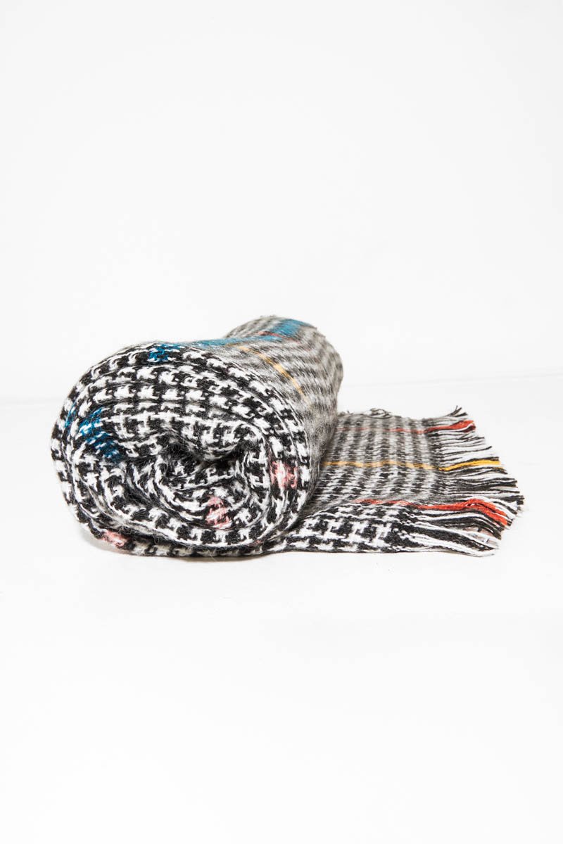 Black White Colour Block Houndstooth Scarf - Maryah-Accessories