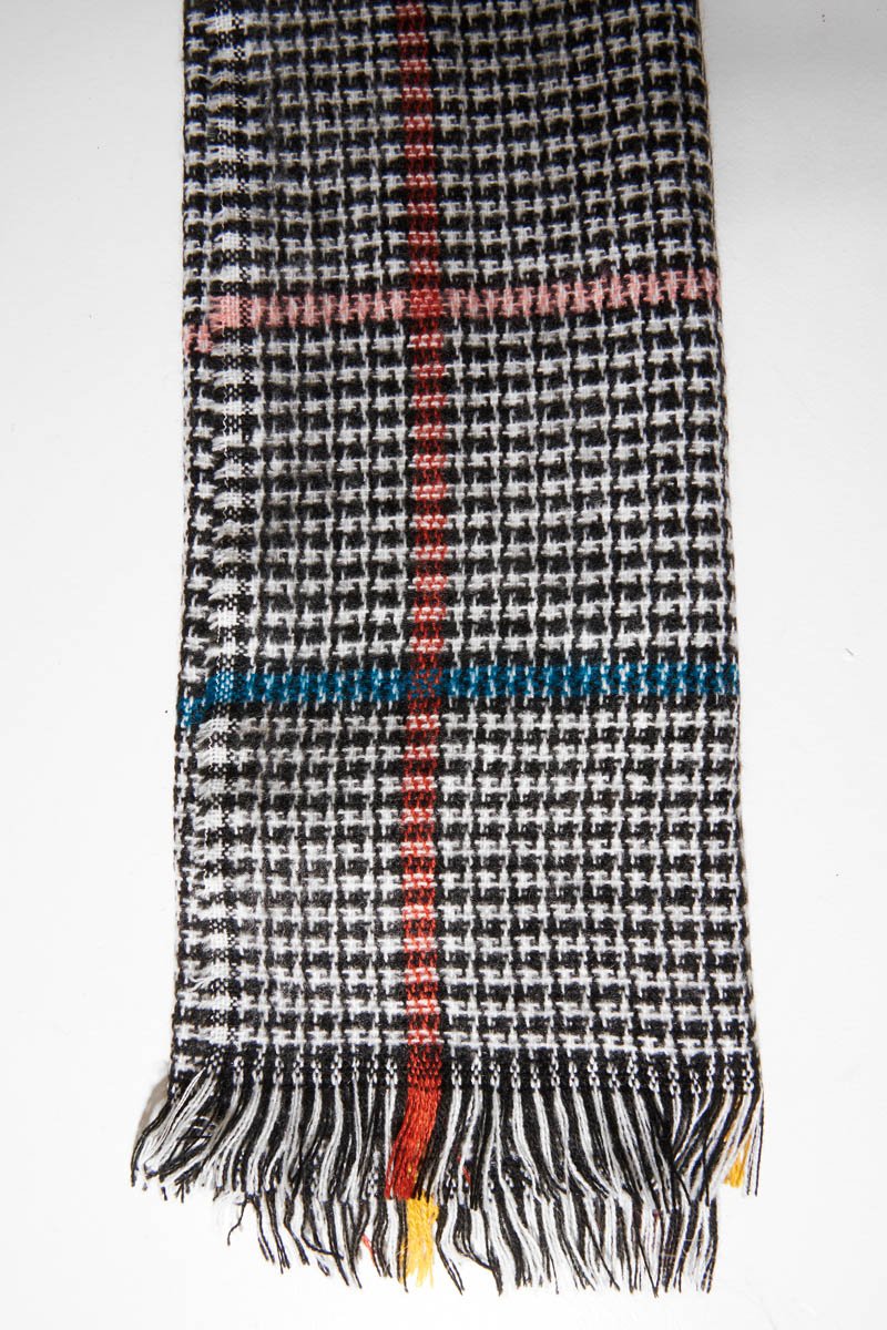 Black White Colour Block Houndstooth Scarf - Maryah-Accessories