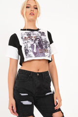 Black White Colour Block Rock Girl Slogan Tee - Damonie-Tops