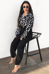 Black White Cow Print Button Down Shirt - Pelia-Shirts