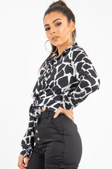 Black White Cow Print Button Down Shirt - Pelia-Shirts