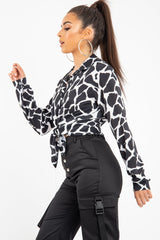 Black White Cow Print Button Down Shirt - Pelia-Shirts