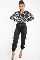 Black White Cow Print Button Down Shirt - Pelia-Shirts