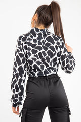 Black White Cow Print Button Down Shirt - Pelia-Shirts