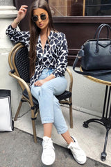 Black White Cow Print Button Down Shirt - Pelia-Shirts