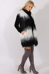 Black & White Faux Fur Gilet - River-Jackets