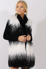 Black & White Faux Fur Gilet - River-Jackets
