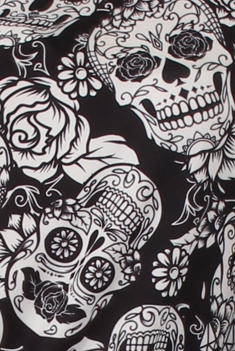 Black & White Halloween Sugar Skull Swing Dress - Calavera-Dresses