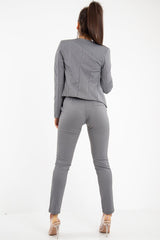 Black White Houndstooth Blazer Trousers Co-Ord - Kalese-Co-ords