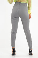 Black White Houndstooth Button Front Trousers - Isabelle-Trousers