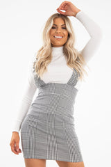 Black White Houndstooth Crepe Ruffle Dress - Maisy-Dresses