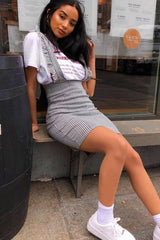 Black White Houndstooth Crepe Ruffle Dress - Maisy-Dresses