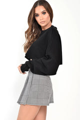 Black White Houndstooth Pleated Mini Skirt - Nyonna-Skirts
