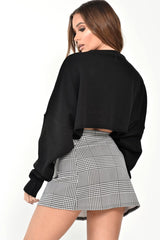 Black White Houndstooth Pleated Mini Skirt - Nyonna-Skirts