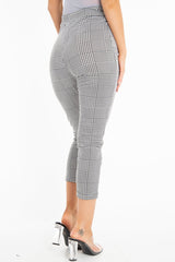 Black White Houndstooth Tie Waist Straight Leg Trousers - Sylvi-Trousers