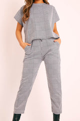 Black White Houndstooth Top Trouser Co-ord - Aariona-Co-ords
