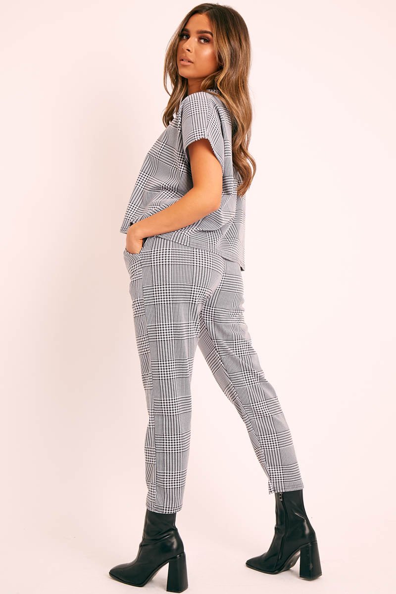Black White Houndstooth Top Trouser Co-ord - Aariona-Co-ords