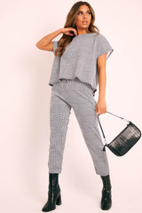 Black White Houndstooth Top Trouser Co-ord - Aariona-Co-ords