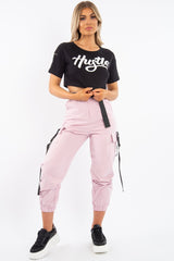 Black White Hustle Slogan Crop T Shirt - Brienna-Crop Tops