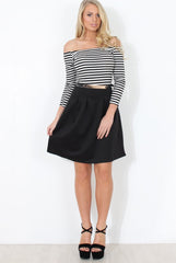 Black & White Off The Shoulder Skater Dress - Jacqui-Dresses