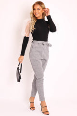 Black White Organza Half Puff Sleeve Top - Isla-Tops