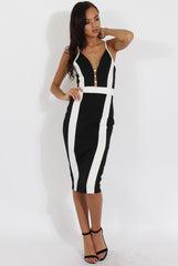 Black & White Panelled Midi Dress - Unity-Dresses