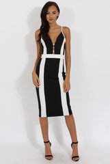 Black & White Panelled Midi Dress - Unity-Dresses