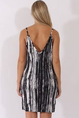 Black & White Pattern Pleated Dress - Cherry-Dresses