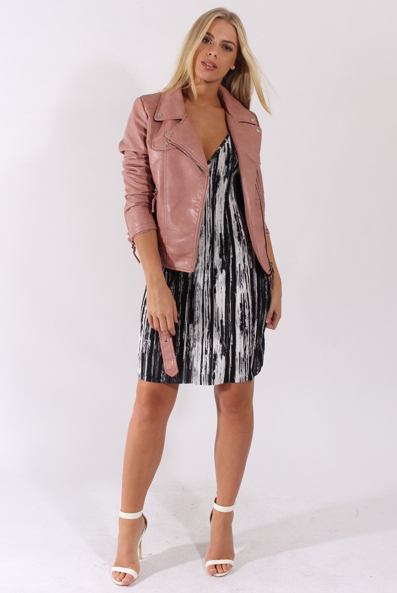 Black & White Pattern Pleated Dress - Cherry-Dresses