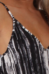 Black & White Pattern Pleated Dress - Cherry-Dresses