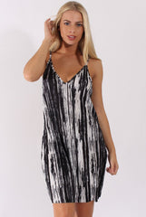 Black & White Pattern Pleated Dress - Cherry-Dresses