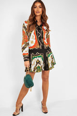 Black White Pinstripe Chain Print Insert Shirt - Georgena-Shirts