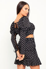 Black White Polka Corset Crop + Skirt Co-ord - Oceana-Co-ords