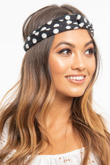 Black White Polka Dot Twist Headband - Kentlee-Hair
