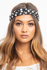 Black White Polka Dot Twist Headband - Kentlee-Hair
