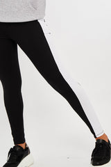 Black White Side Stripe Leggings - Cairo-Leggings