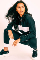 Black White Stripe Cuff Bottom Tracksuit Co-ord - Nadie-Tracksuits