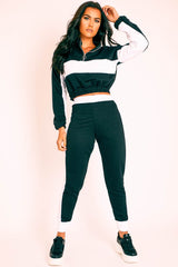 Black White Stripe Cuff Bottom Tracksuit Co-ord - Nadie-Tracksuits