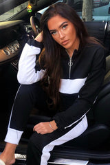 Black White Stripe Cuff Bottom Tracksuit Co-ord - Nadie-Tracksuits