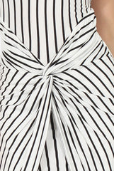 Black & White Stripe Wrap Dress - Tillie-Dresses