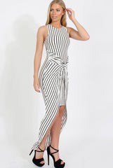 Black & White Stripe Wrap Dress - Tillie-Dresses