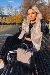 Black White Stripes Velvet Hoodie and Joggers Co-ord - Matie-Co-ords