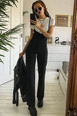 Black White T-Shirt Underlay Scoop Jumpsuit - Fern-Jumpsuits