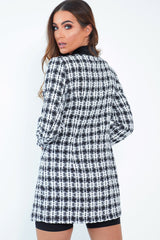 Black White Tweed Button Blazer Dress - Sable-Dresses
