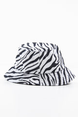 Black White Zebra Print Faux Pony Hair Bucket Hat - Ellison-Hats