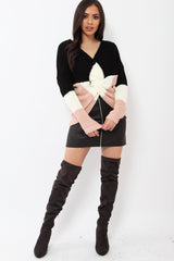 Black White and Rose Knot Knit Jumper - Kerri-Jumper